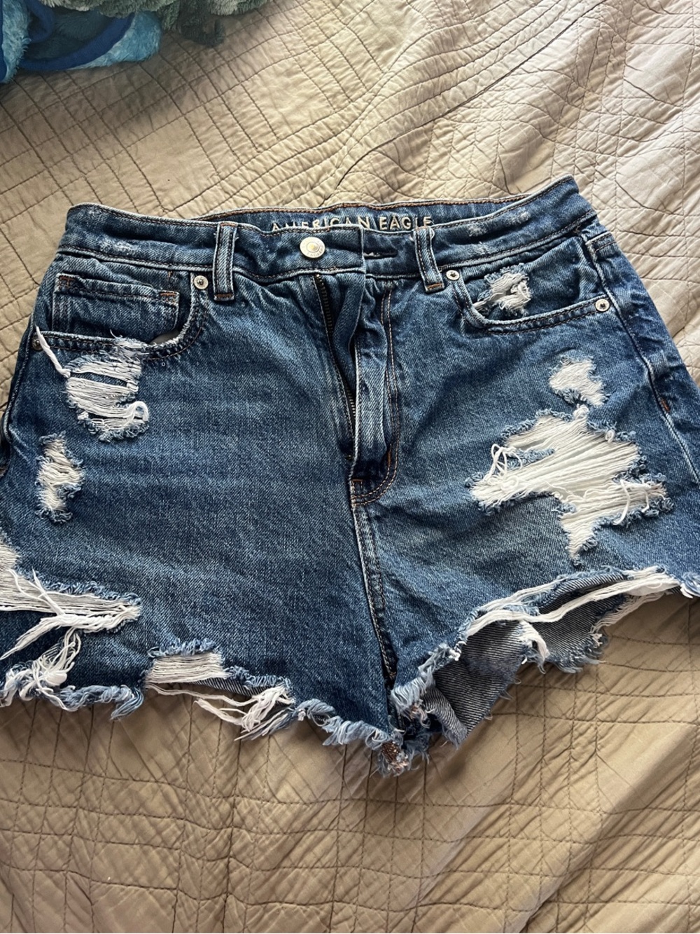 American Eagle Outfitters Blue Distressed Denim Cutoff Shorts